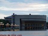 Christian Science Reflecting Pool with Waves at Sunset