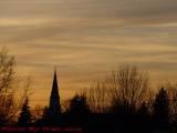 Late Winter Sunset and Spire, Ayer, Mass.