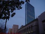 Boston in Spring Dusk, Public Library and Hancock Tower