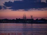Dusk Old Ironsides, Charlestown Navy Yard, from E. Boston