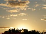 Sunset Light With Helicopter, Chelsea, Massachusetts