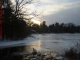 Winter Sun Setting Over Frozen Elginwood Pond, Peabody