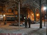 The Frozen Couple in Snow, Davis Square, Somerville, Mass.