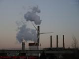 Vented Steam and Wind Turbine, Sunset Light, Everett